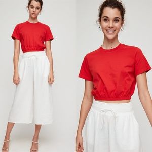 Aritzia Wilfred Piaf T-Shirt Cropped Cinched-waist